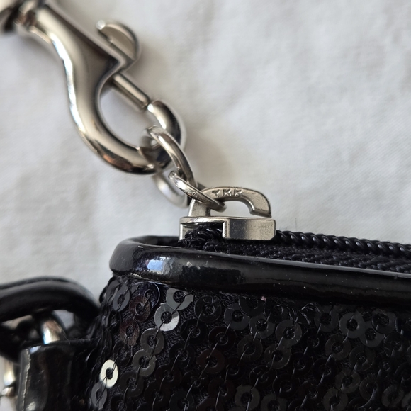 Coach Black Sequin Wristlet Op Art Signature Logo - Picture 3 of 6